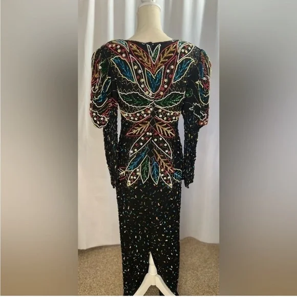 Vintage Beaded Gown, Sequin Dress, size Small / 2 - Picture 3 of 8